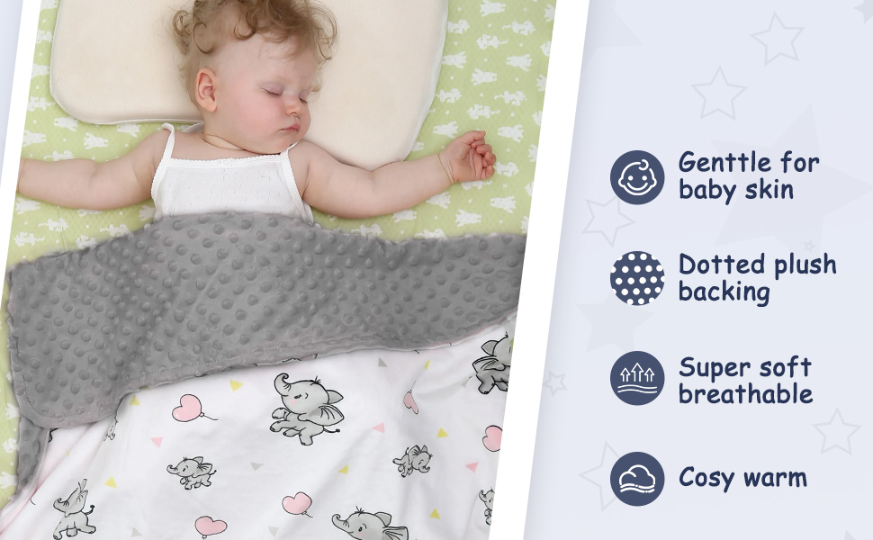 Trongle Double Layer Baby Blanket, Super Soft Elephant With Dotted