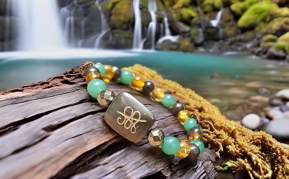 Zibu bracelet Wealth magnet bracelet Money magnet crystals Pyrite Green 
