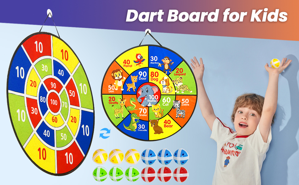 74cm Large Dart Board for Kids, Kids DoubleSided Dart Board with 12
