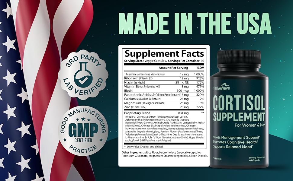 Mood & nerve calm support with vitamins and herbs Adaptogen support Mood balance and calm