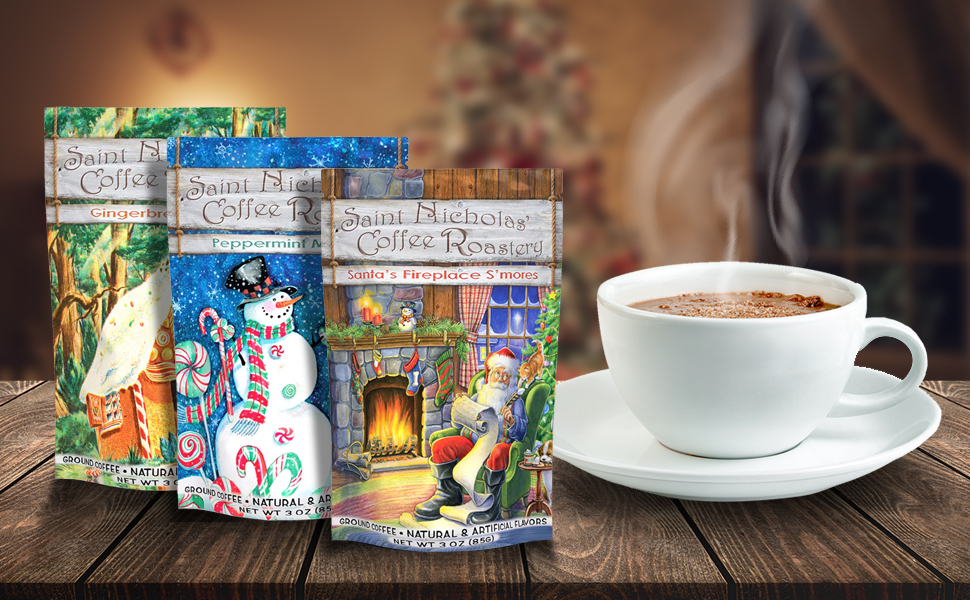 Ground Coffee Christmas Gift Set 9oz Total of Three
