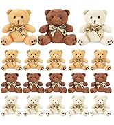 18 Pcs Mini Bear Stuffed Animals Bulk 4.7 Inch Soft Plush Stuffed Bears Toys with Ribbon Bow, Plu...