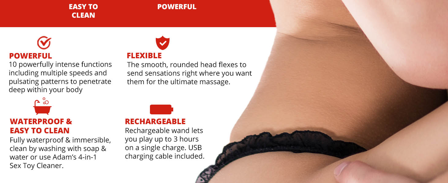 flexible and powerful waterproof easy to clean hypoallergenic rechargeable smooth rounded