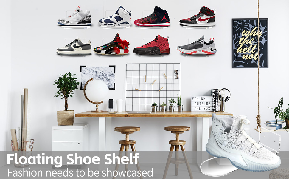 Miliducaler Clear Floating Shoe Shelves, Set of 12 Shoe
