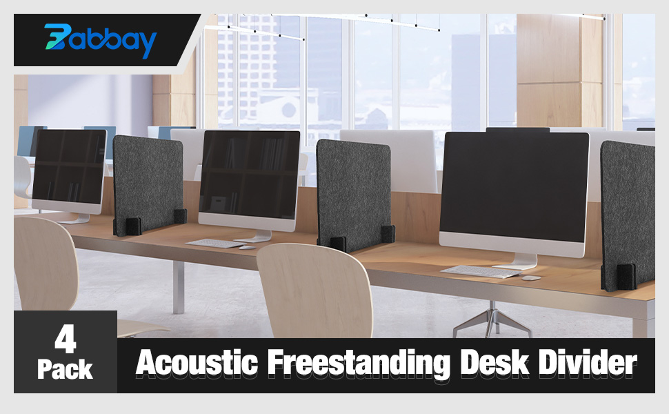 4 Pack Acoustic Freestanding Desk Divider Noise Reducing