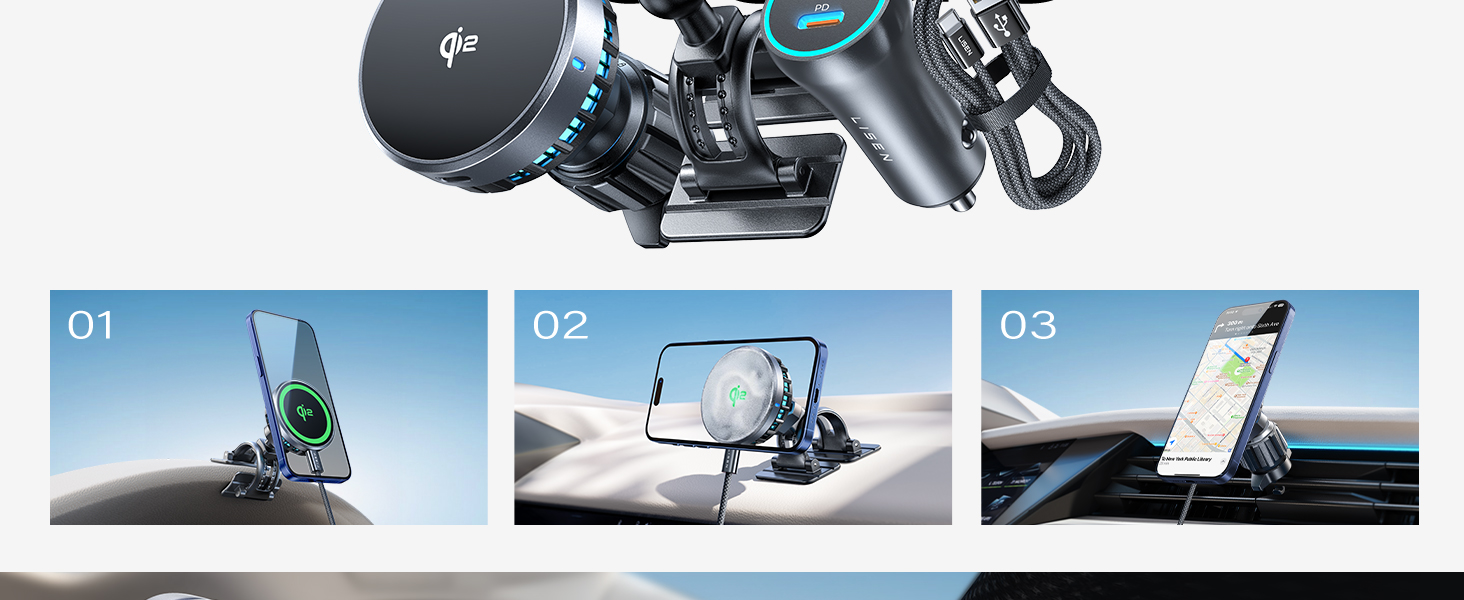 Qi2 15W MagSafe Car Mount Charger