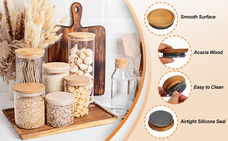 PATIKIL Wide Mouth Mason Jar Lids Wooden Storage Canning