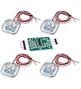 DIYmalls 4pcs Load Cell 50kg Weight Sensor Half Bridge Strain Gauge Human Body Digital Scale+ 1pc...