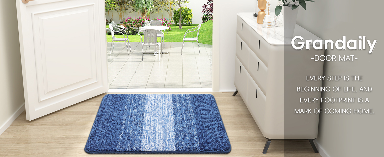 Grandaily Indoor Doormat, 32" x 40" NonSlip Mud Trapper Absorbent