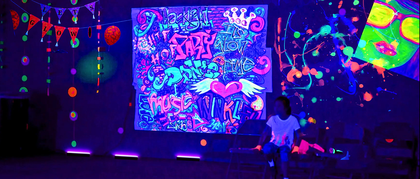 Black Light Bar Glow Party 54W 18LEDs Powerful UV Black Light Glow in