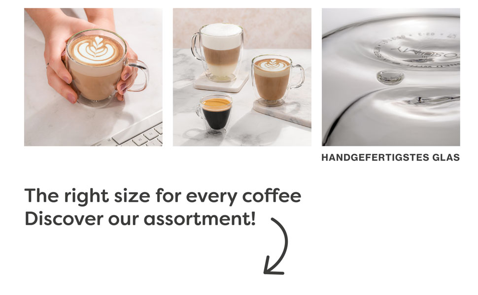 Cosumy Double Walled Glass Cappuccino Coffee - Set of 4 Handled Cups 250ml - Keep The Temperature Longer - Protect Your Hands 13 FGHG