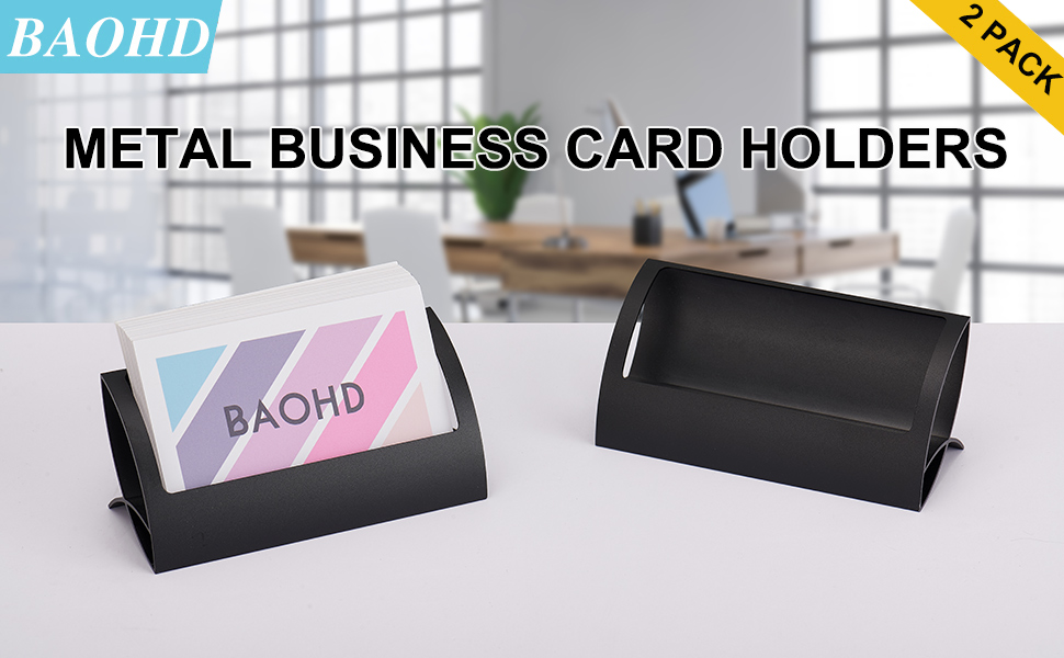 Metal Business Card Holder for Desk, Modern Aluminum