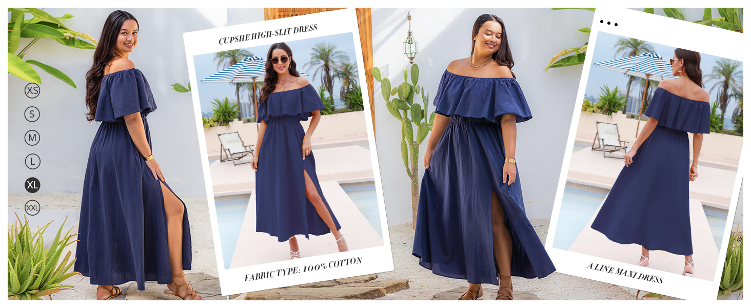 blue high slit dress