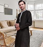 SKAVIJ Men's Kurta Pajama Set Art Silk Wedding Party Dress