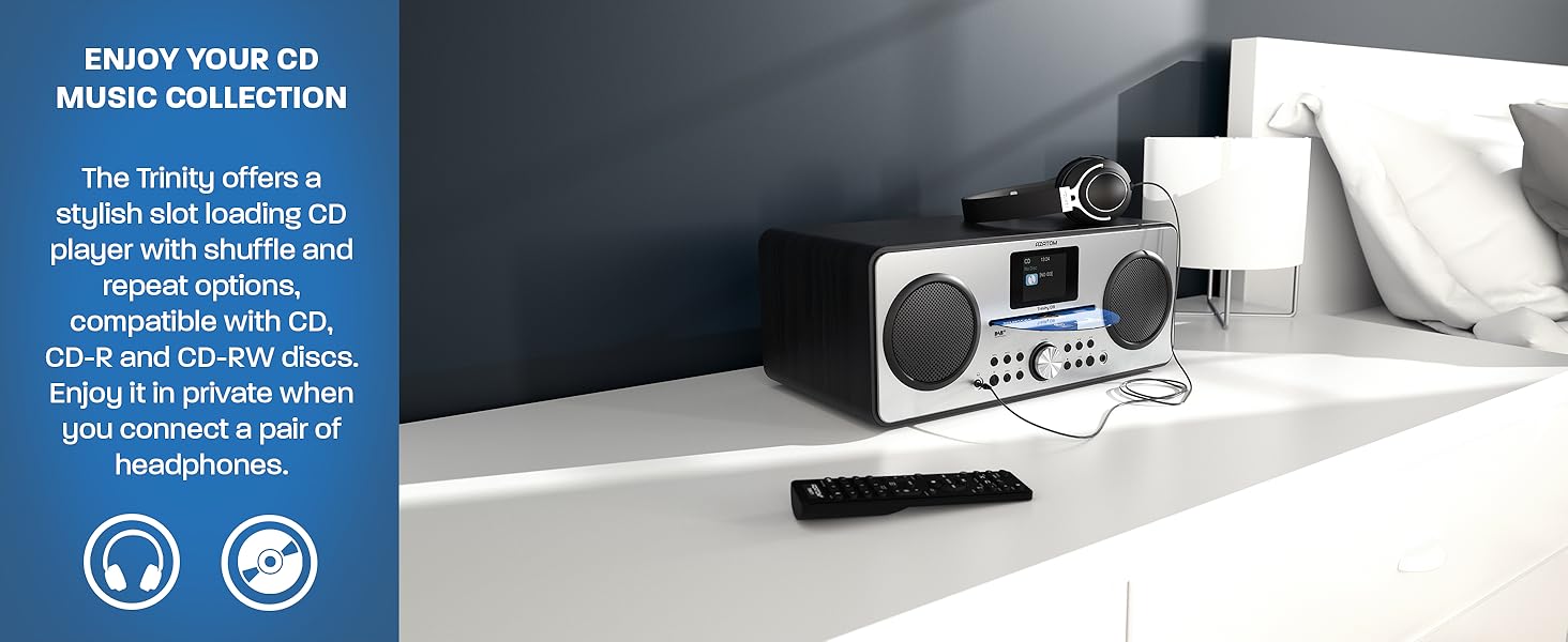 AZATOM Trinity Black/Silver DAB/DAB+ Digital FM Radio, CD Player ...