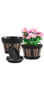 Whiskey Barrel Planters with Drainage Holes &amp; Saucer