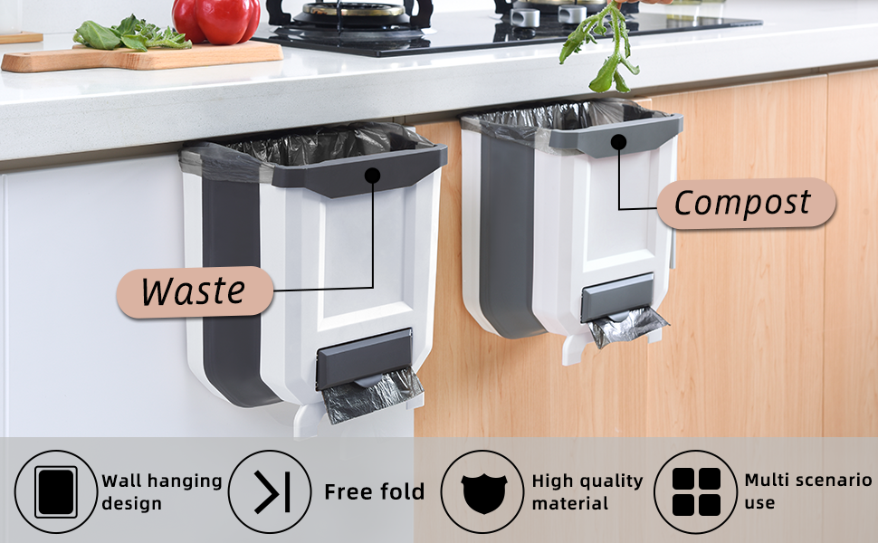 Hanging Trash Can Small Kitchen Collapsible Garbage Bin