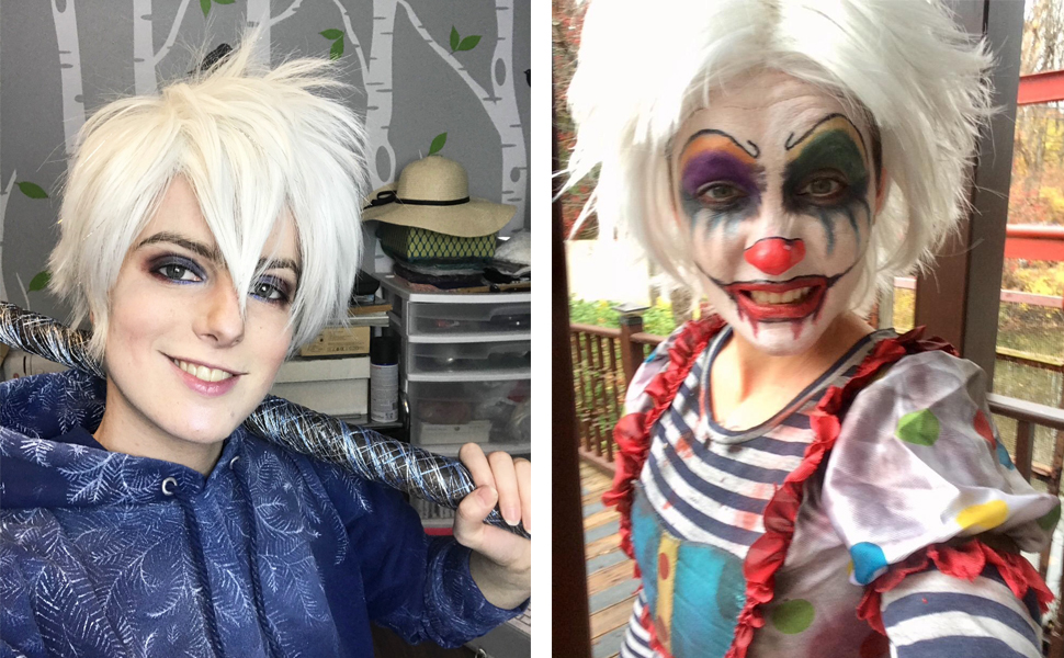 RightOn 12 Inches White Wig Short Wig White Cosplay Wig