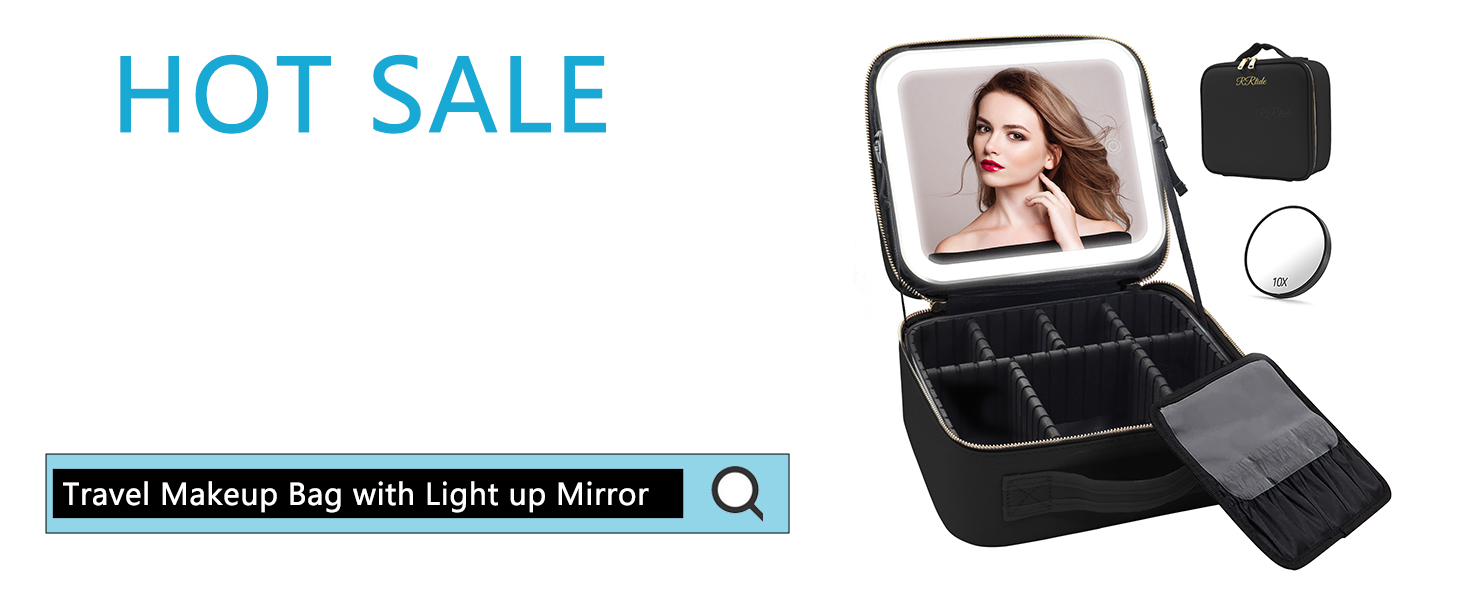 Travel Makeup Bag with Lighted Mirror