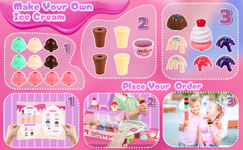 Gifts2U 43 Pcs Ice Cream Toy Ice Cream Shop Role Play Kids Toy Pretend