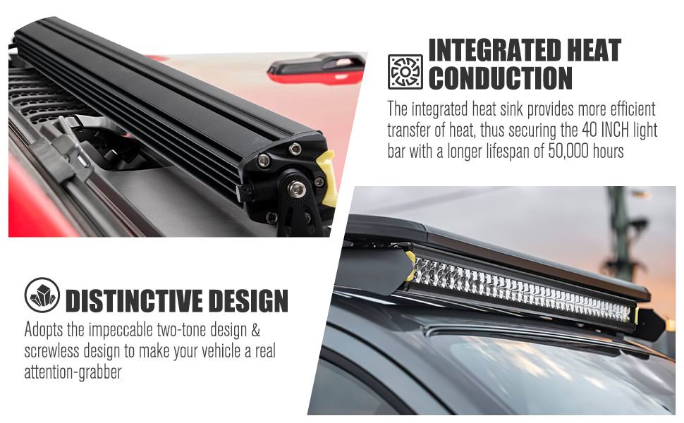 LIGHTFOX 40inch LED Light Bar Single Row Truck LED Bar Spot Flood