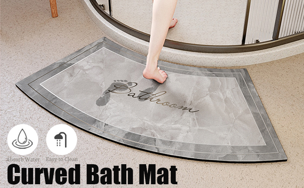 DFEOMF Quadrant Curved Shower Mat, SemiCircular Bath Mat AntiSlip