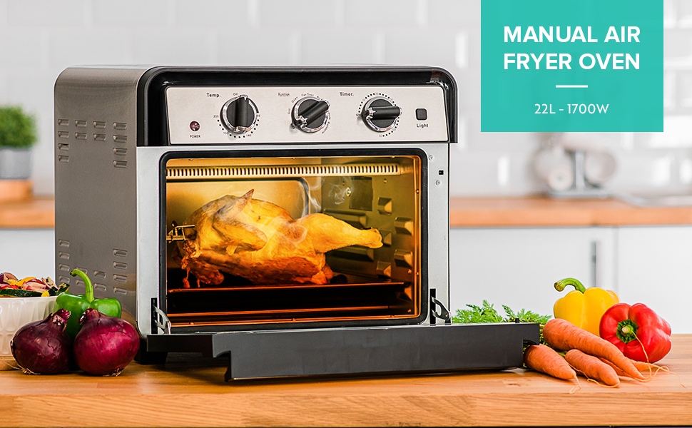 LIVIVO 22L Air Fryer Rotisserie Countertop Oven Grill, Stainless Steel