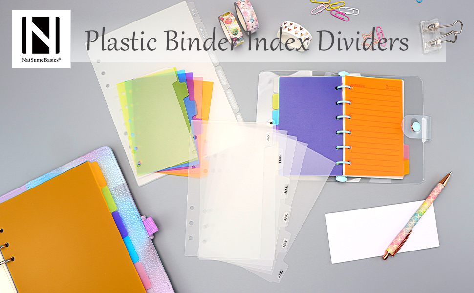 A5 Binder Dividers with Tabs Colored and Frosted Plastic
