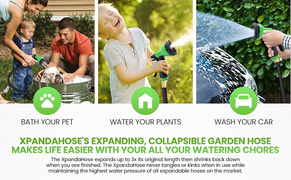 J&B XpandaHose 50ft Expandable Garden Hose with Holder