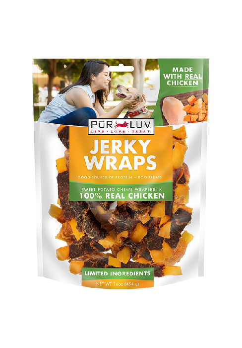 Pur Luv Jerky Wraps Dog Treats, Chicken &amp;amp; Sweet Potato, 16 oz