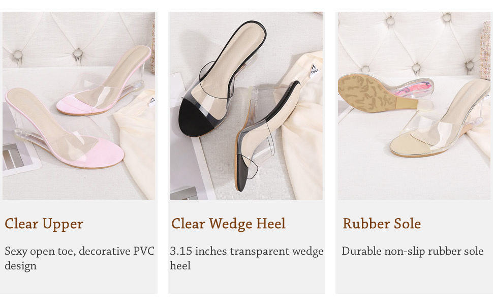 Amazon.com | YIYA Women's Clear Wedge Sandals Transparent