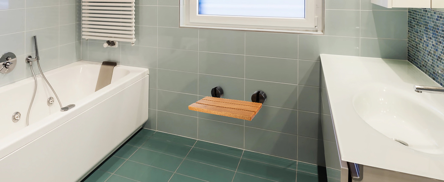 DynaLiving Folding Shower Seat Wall Mounted 20‘’ Fold Down