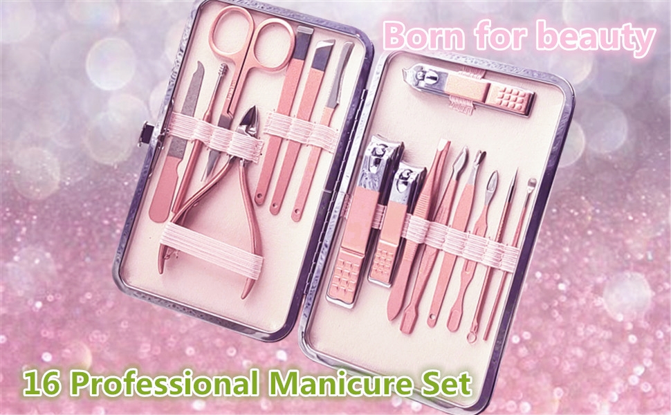 16 Professional Manicure Kit Rose Gold