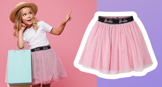 Barbie Girls Tutu Skirt, Mesh 2 Layers with Cotton Lining Skirt