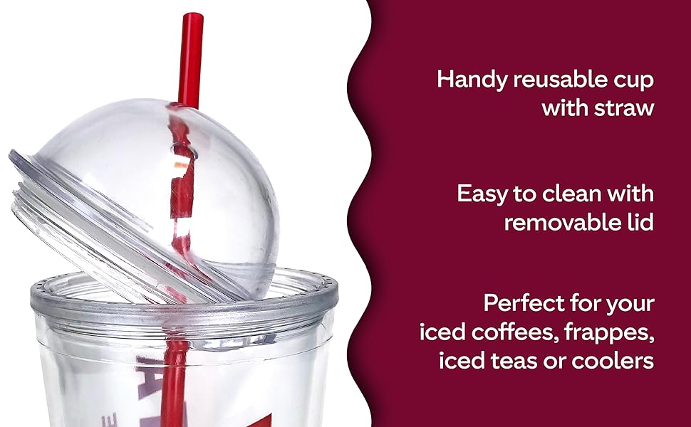 Kimm & Miller Costa Coffee Iced Coffee Cup Gift Set - Reusable Cup with Straw and Lid - Official Costa Gifts for Coffee Lovers This Christmas 15 accessories novelty mens kids her straw straws drinking cold drink clear hard lid