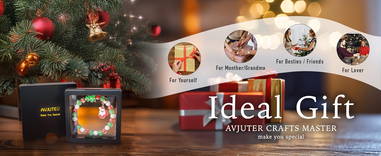 Green Red Christmas Tree Glass Beads Stretch Bracelet for Women Girls Xmas Bracelets Gifts