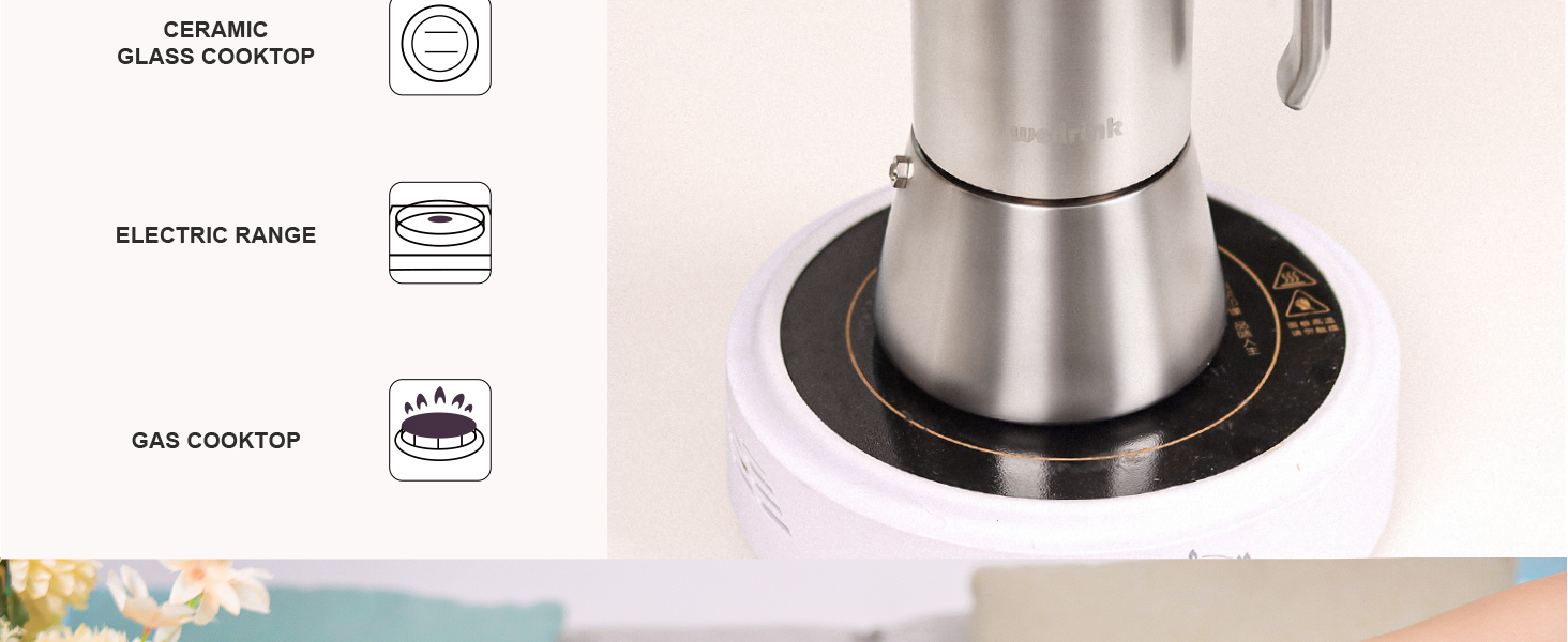 wedrink 100% Stainless Steel Moka Pot for Induction | 4 Cups Dishwasher Safe Coffee Maker | Sliver Espresso maker (4 cupx50ml) 12 coffee makers