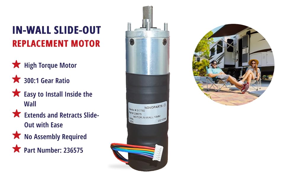 NOVOPARTS 236575 RV in Wall Slide Out Motor 300:1 High