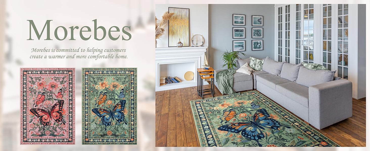 Morebes Butterfly Green Bathroom Runner Rugs 24 x 72 Non