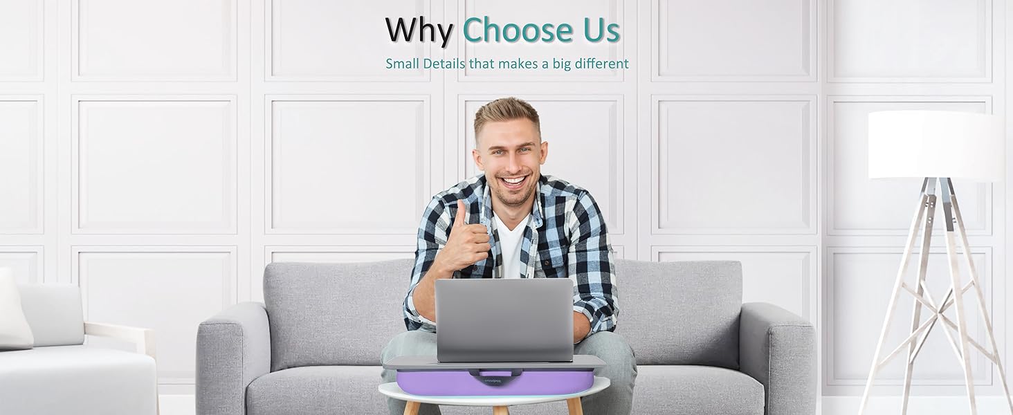 Couch lap desk with soft cushion for laptop and writing work at home work from home remote worker