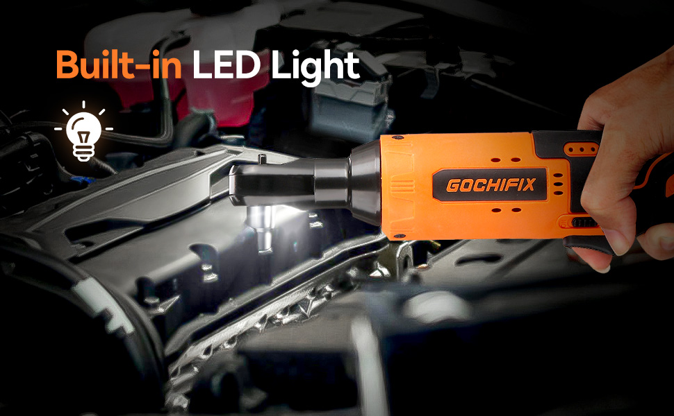 GOCHIFIX 12V Electric Cordless Ratchet Wrench Set 50Ftlbs