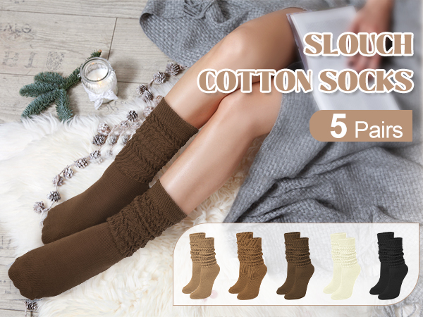 Amazon.com: Justay 5 Pairs Slouchy Socks for Women - Knit