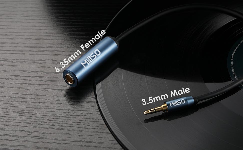 MillSO 1/4 to 3.5mm Headphone Adapter, TRS 6.35mm Female to 3.5mm Male