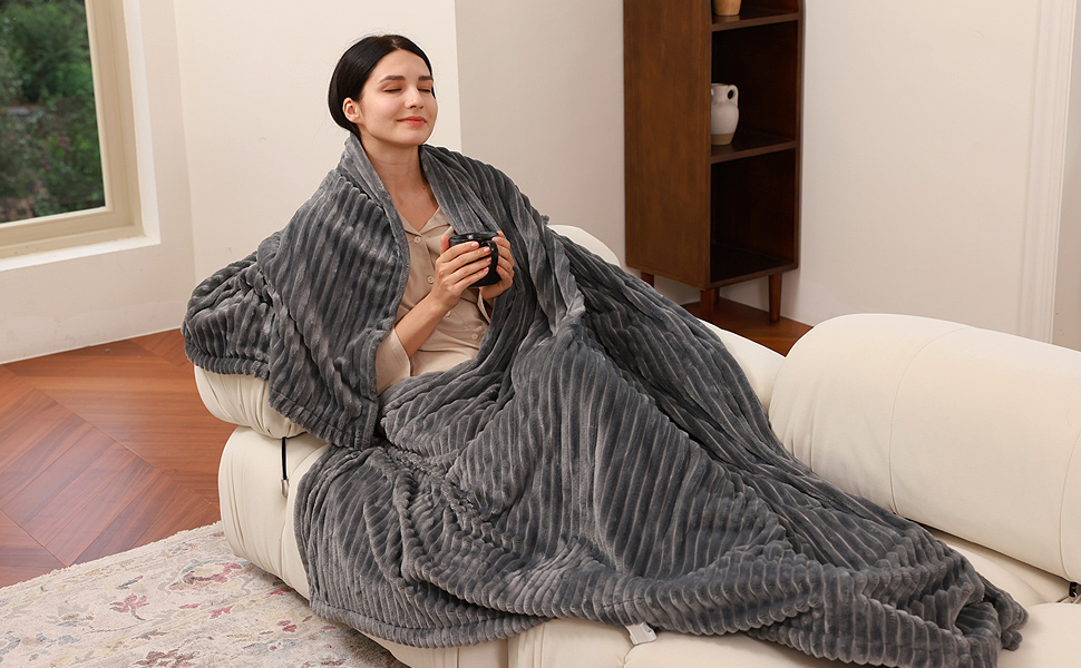 ZonLi Heated Throw Blanket Electric Blanket Throw with 4 Heating
