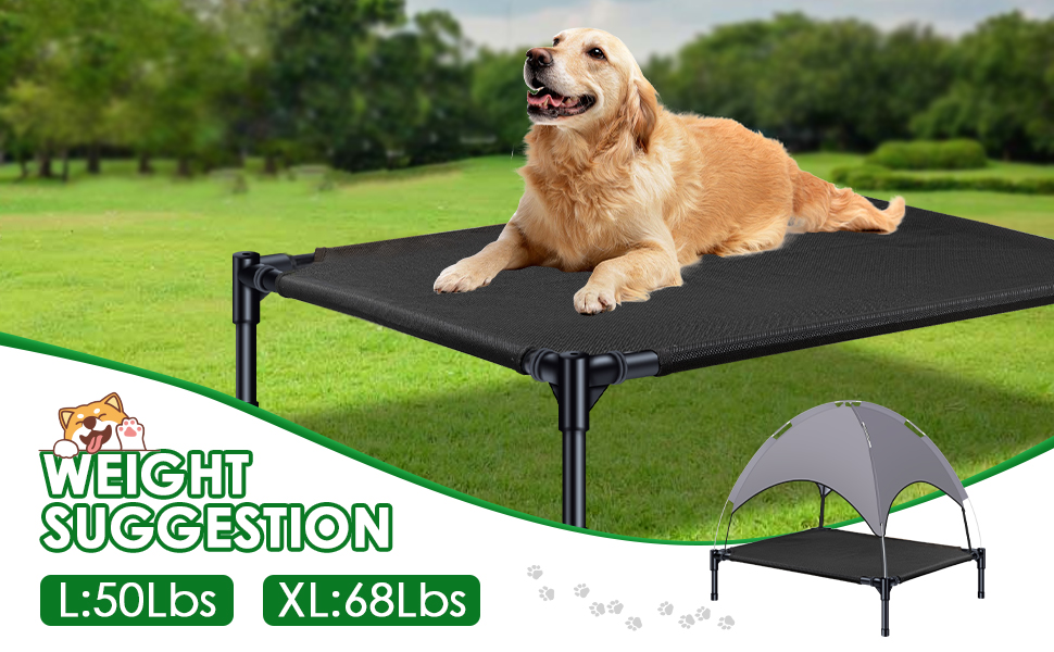 Boonbery Elevated Dog Bed with Canopy, Outdoor Dog Cot