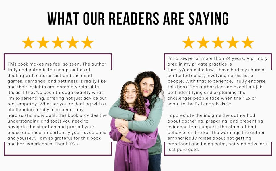 Infographics of a woman hugging a child. On either side are reviews from customers