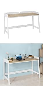 SoBuy Wood White Home Office Kids Table Computer Desk With Drawer,FWT43-W 20 FWT41-WN