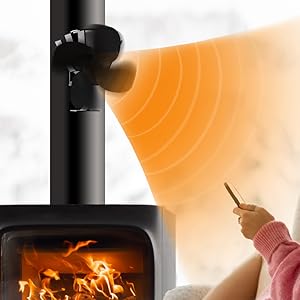 Fireplace Fan With Thermometer - Wood Stove Fan Set For Wood, Gas & Log