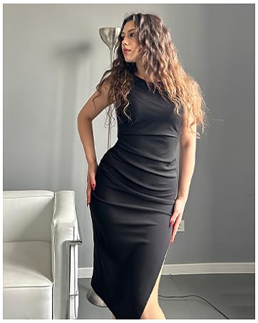 Black Cocktail Party Midi Dress
