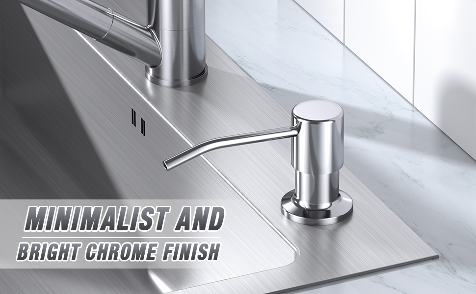 LEPO Soap Dispenser for Kitchen Sink Polished Chrome, Built in Soap